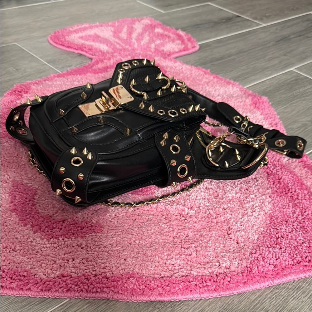 Black and Gold Studded Women's Bag - Picture 4 of 4